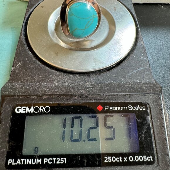 VTG Sterling Silver 925 Turquoise Bezel Set Southwestern Style Ring Size 6.75 - Picture 10 of 10